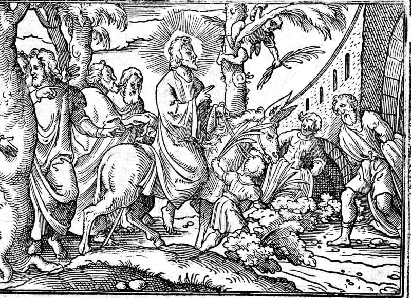 The Entry into Jerusalem, woodcut by Virgil Solis