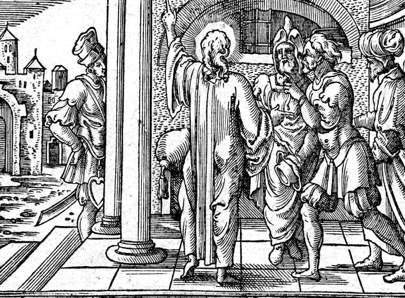 The Question of the Resurrection, woodcut by Virgil Solis