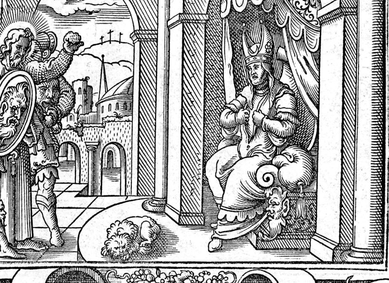 Christ Before the Council, woodcut by Virgil Solis