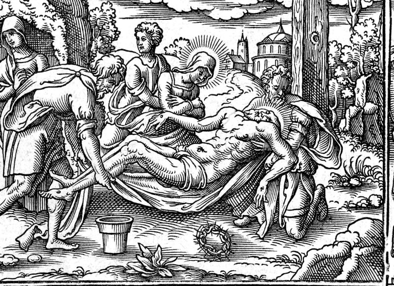Christ Taken Down from the Cross, woodcut by Virgil Solis