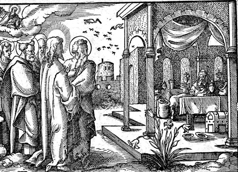 Of Alms, Prayer and Fasting, woodcut by Virgil Solis