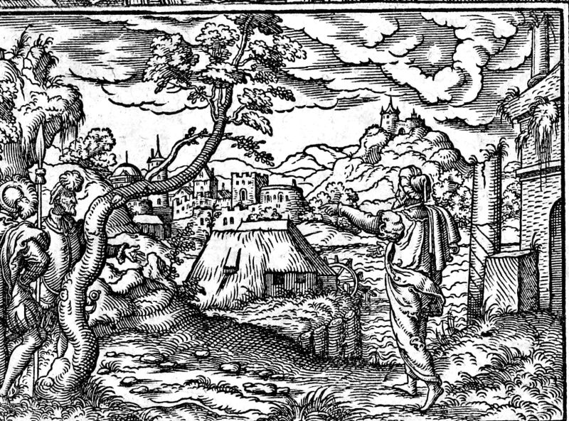 Nahum Foretells the Fall of Nineveh, woodcut by Virgil Solis