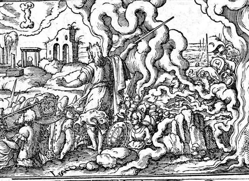 Pharaoh's Host Drowned in the Red Sea, woodcut by Virgil Solis
