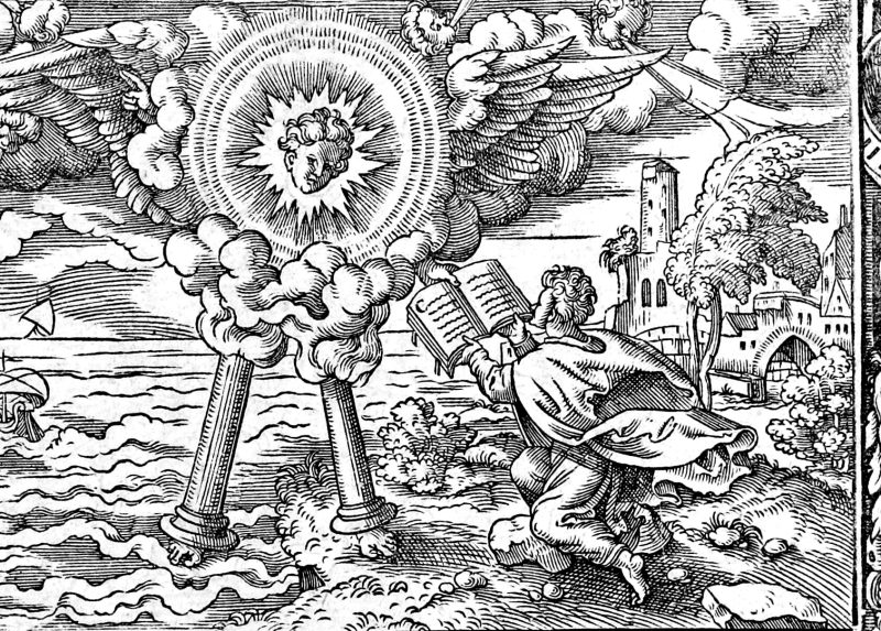 The Mighty Angel and the Little Book, woodcut by Virgil Solis