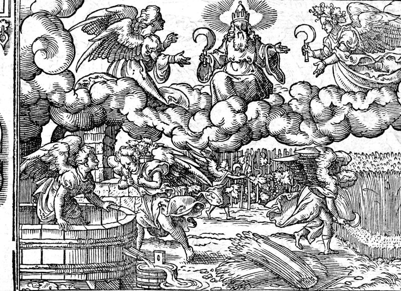 The Harvest and the Winepress, woodcut by Virgil Solis