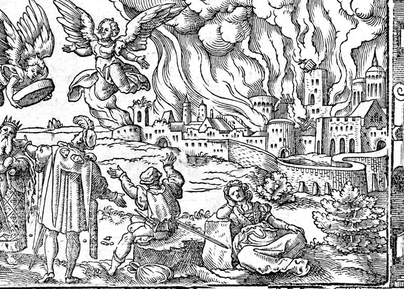 The Fall of Babylon, woodcut by Virgil Solis