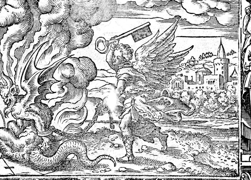Satan Bound a Thousand Years, woodcut by Virgil Solis