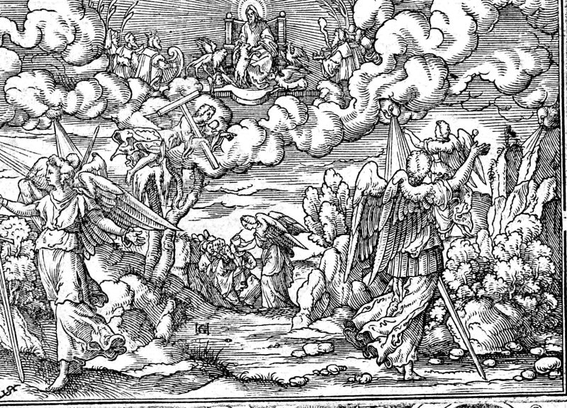 The Four Angels Holding the Winds, woodcut by Virgil Solis