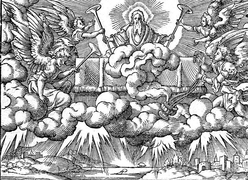 The Seven Trumpets and the Golden Censer, woodcut by Virgil Solis