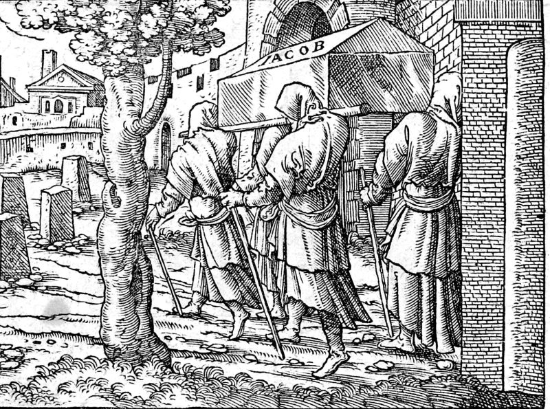 The Burial of Jacob in Hebron, woodcut by Virgil Solis