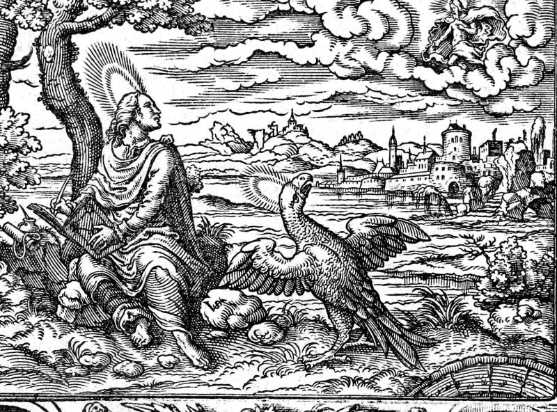 The Evangelist John, woodcut by Virgil Solis
