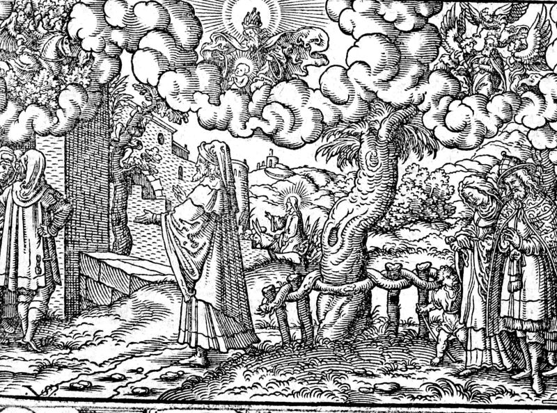 Zechariah's Vision of the Horsemen, woodcut by Virgil Solis