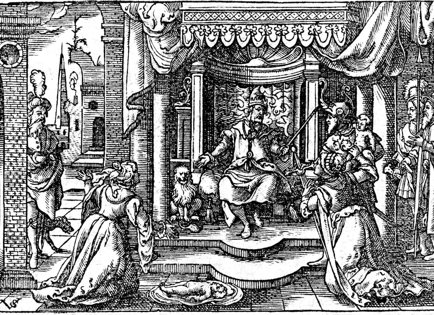 The Judgment of Solomon, woodcut by Virgil Solis, 1565