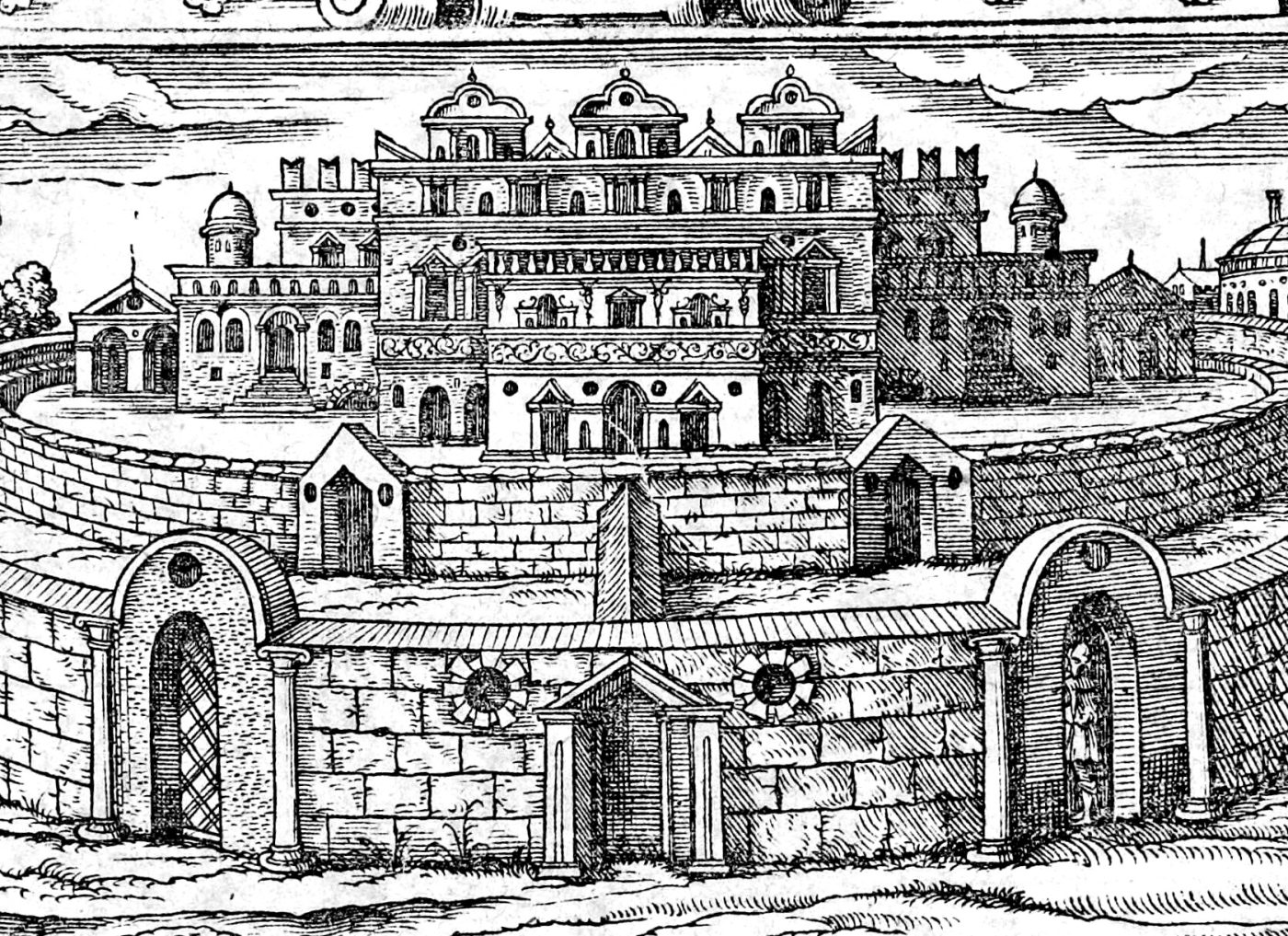 Solomon Builds His House, woodcut by Virgil Solis, 1565