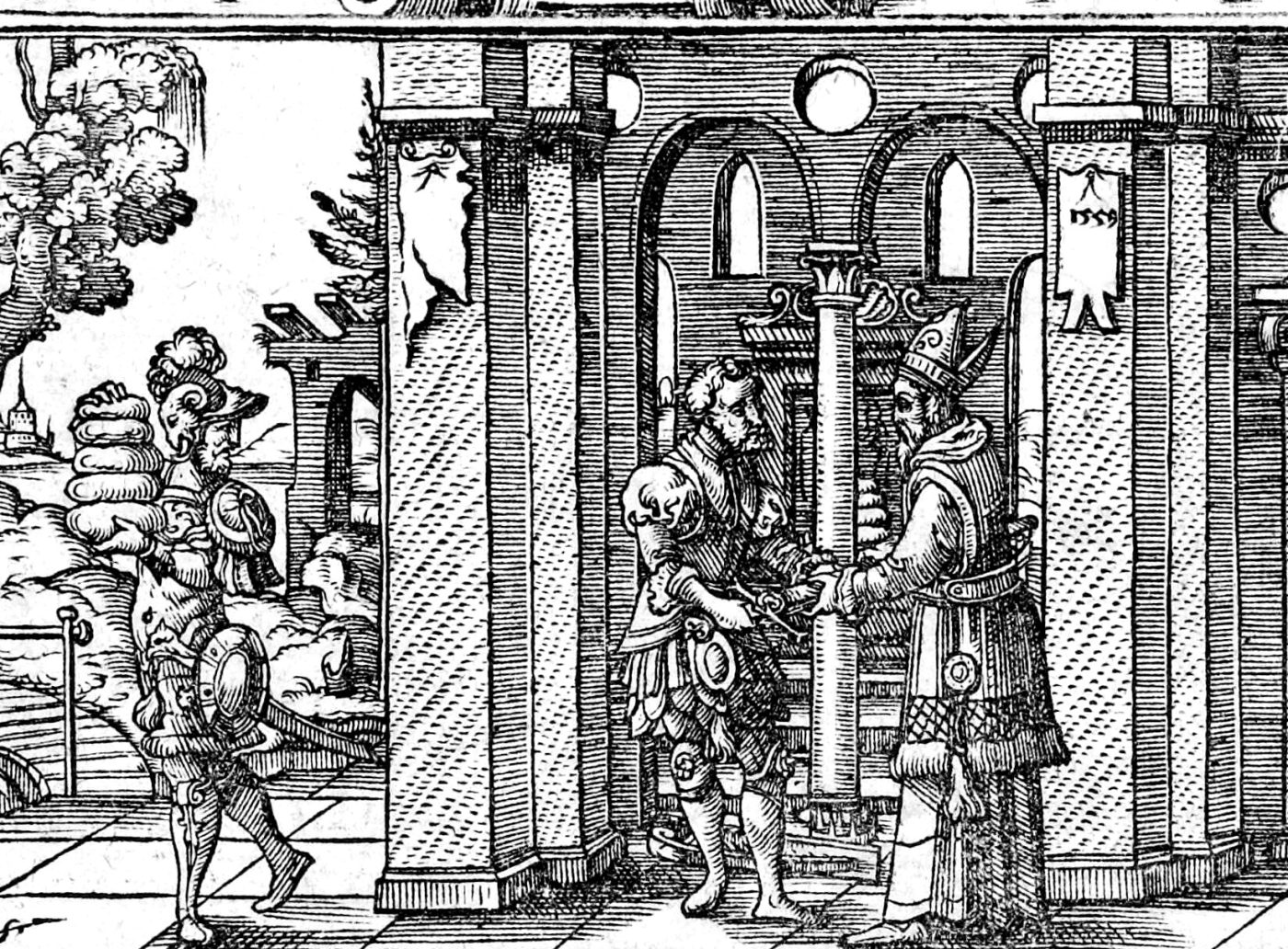 David at Nob and Before Achish, woodcut by Virgil Solis, 1565