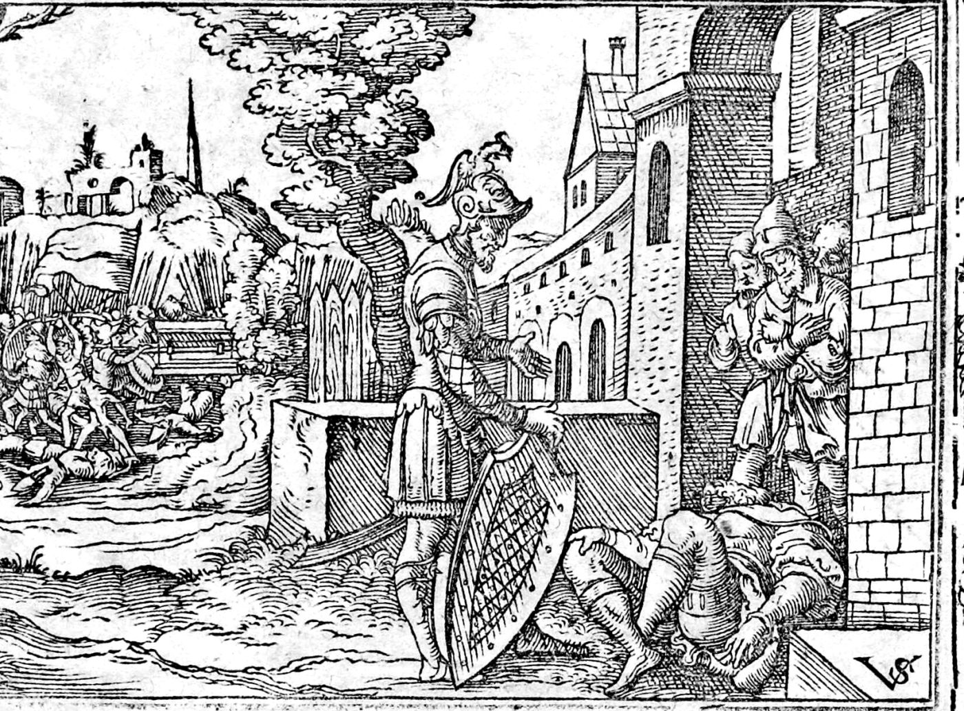 The Ark Taken by the Philistines, woodcut by Virgil Solis, 1565