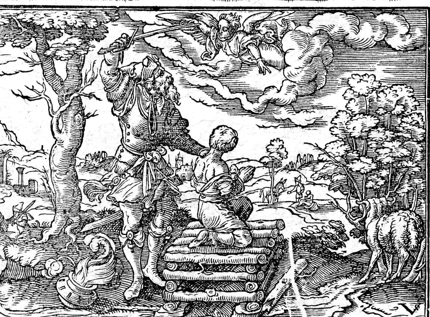 Abraham Offering Isaac, woodcut by Virgil Solis, 1565