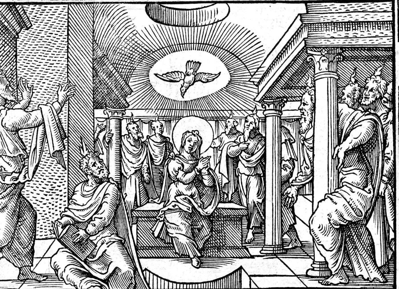 The Day of Pentecost, woodcut by Virgil Solis, 1565
