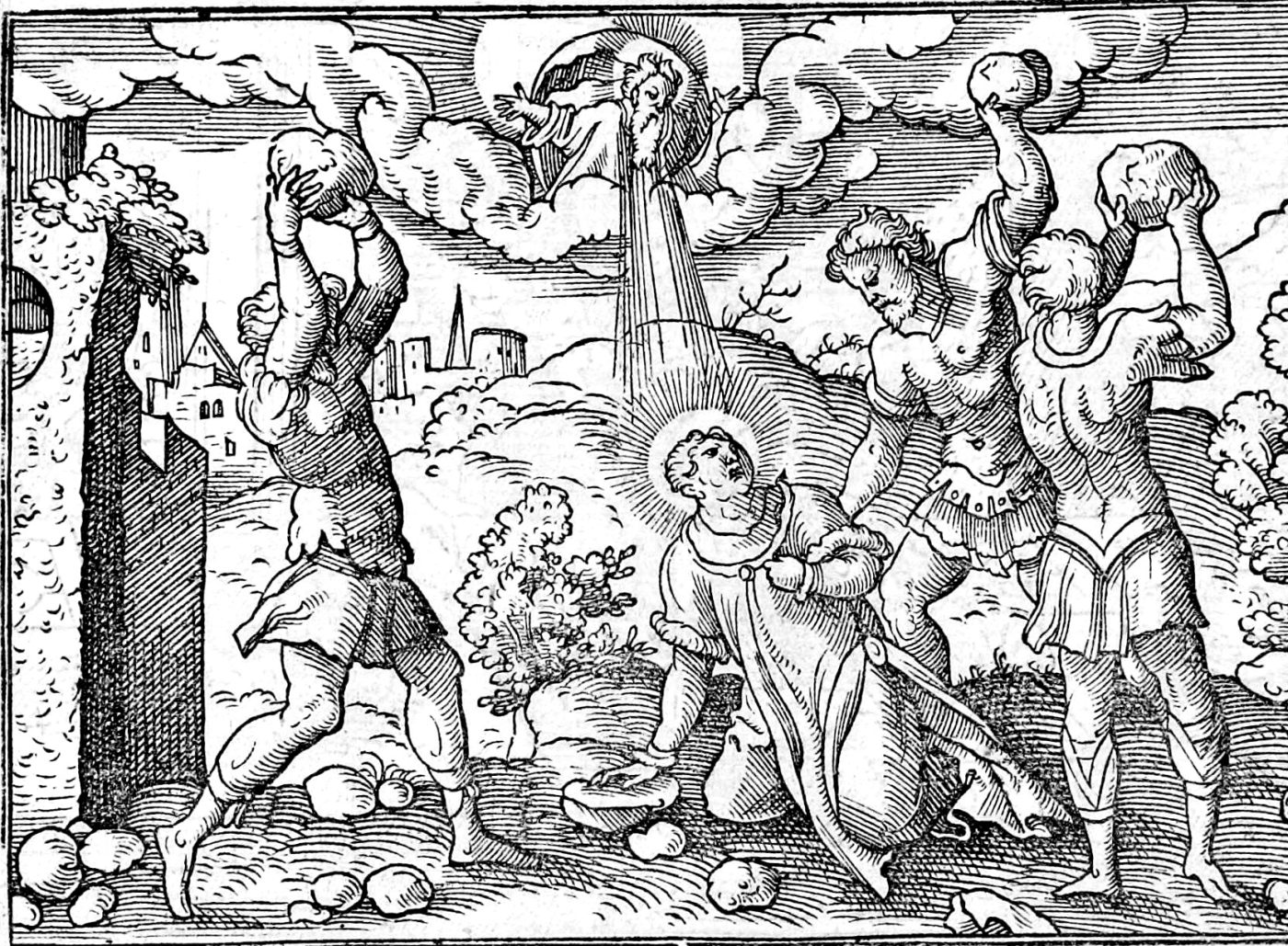 The Stoning of Stephen, woodcut by Virgil Solis, 1565