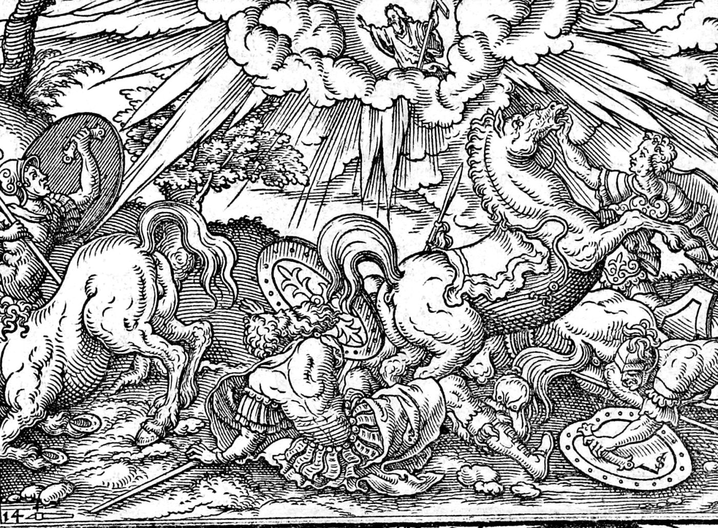 The Conversion of Saul, woodcut by Virgil Solis, 1565