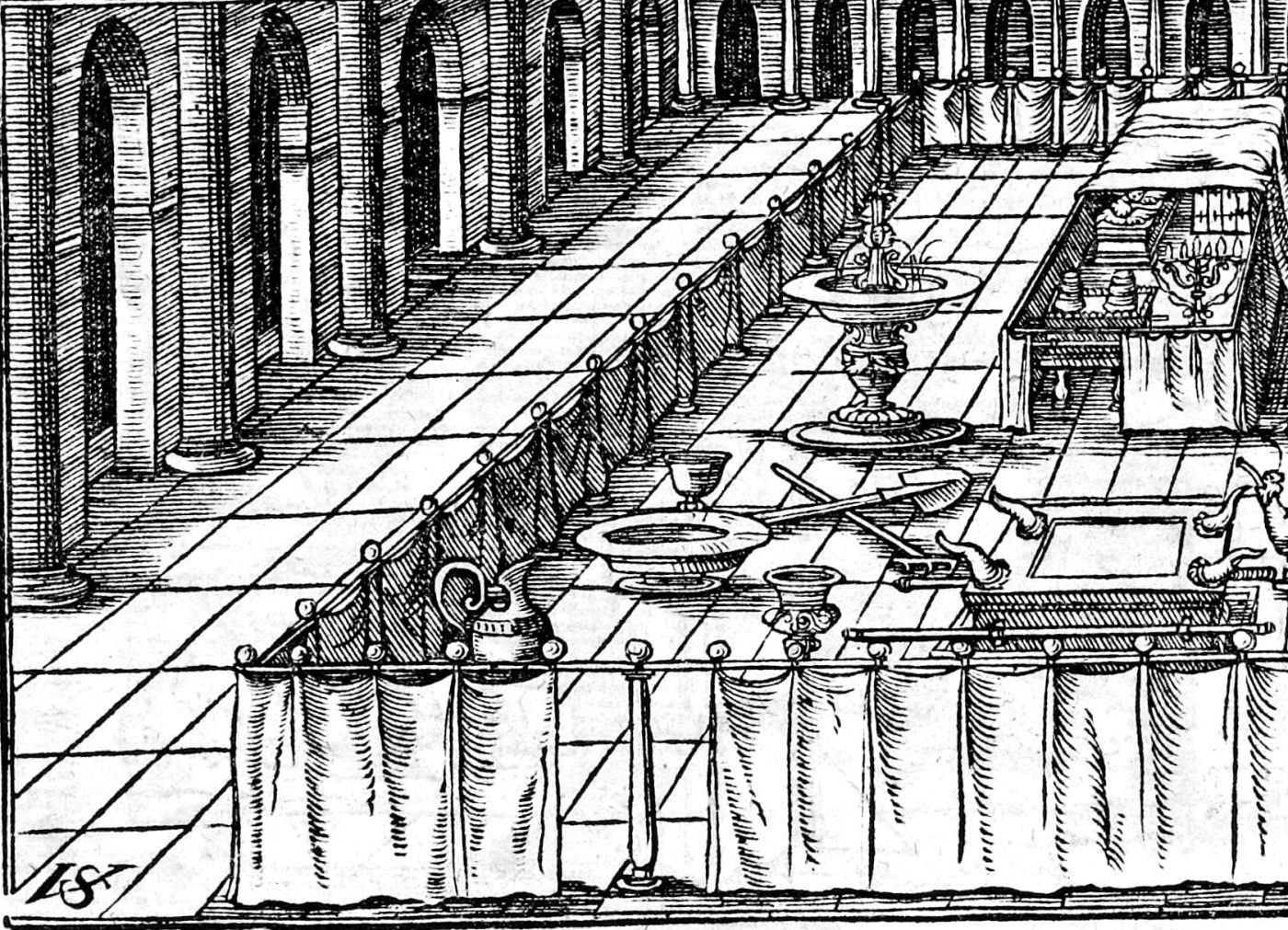 The Court of the Tabernacle, woodcut by Virgil Solis, 1565