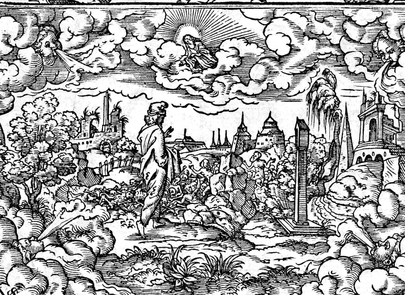 The Valley of Dry Bones, woodcut by Virgil Solis, 1565