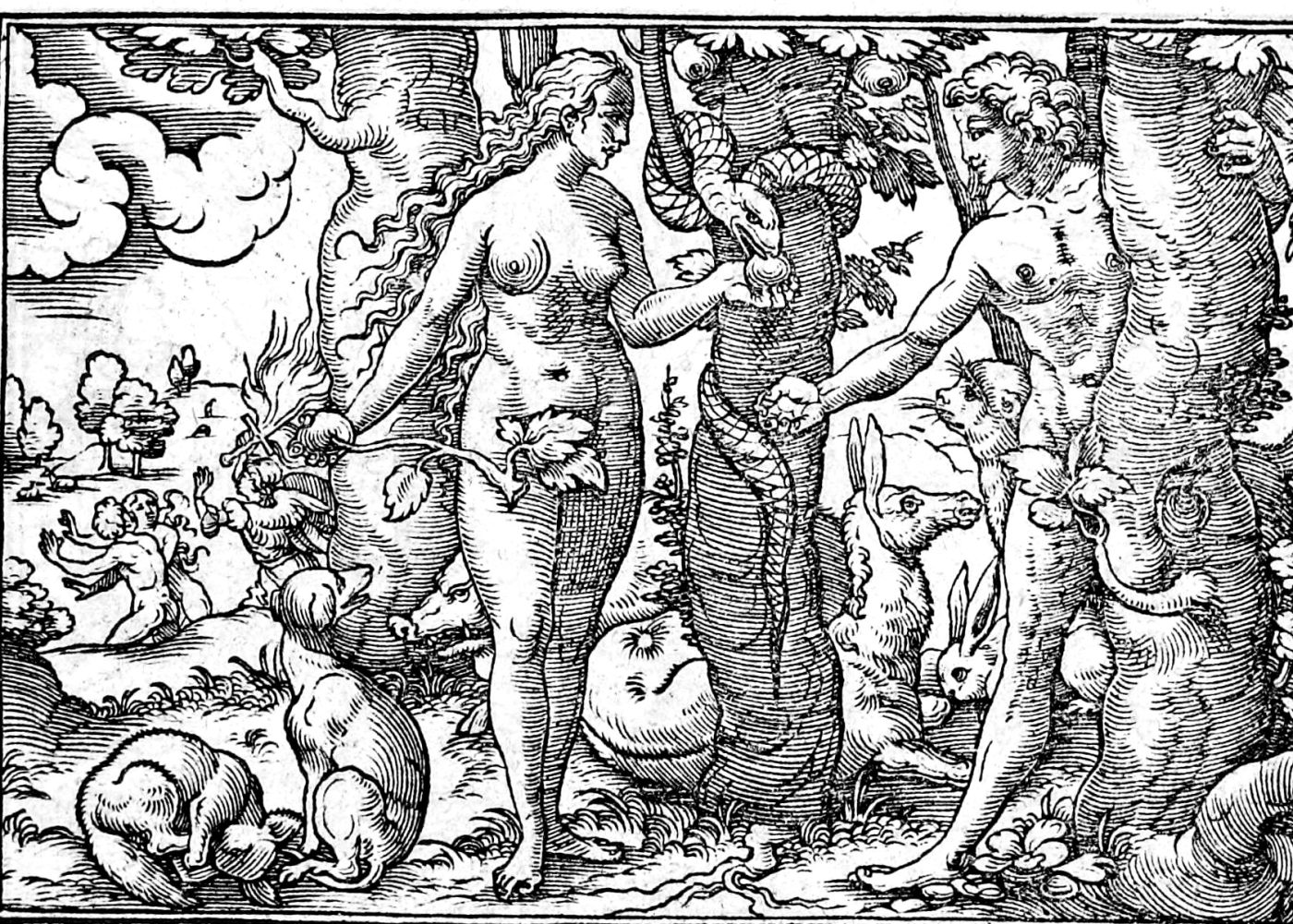 The Serpent and the Tree, woodcut by Virgil Solis, 1565