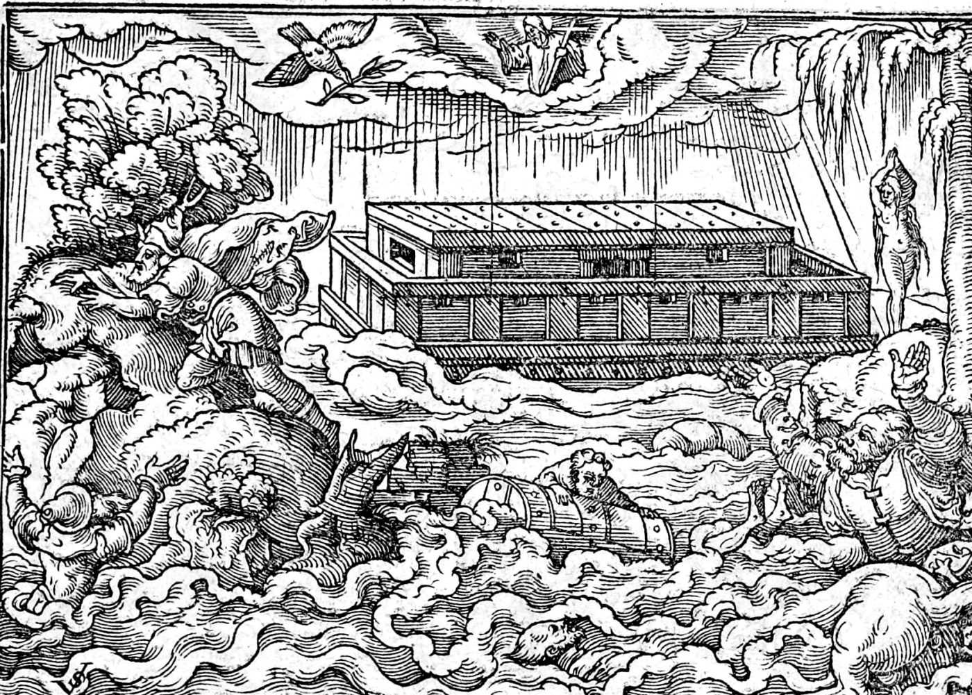 The Flood and the Returning Dove, woodcut by Virgil Solis, 1565