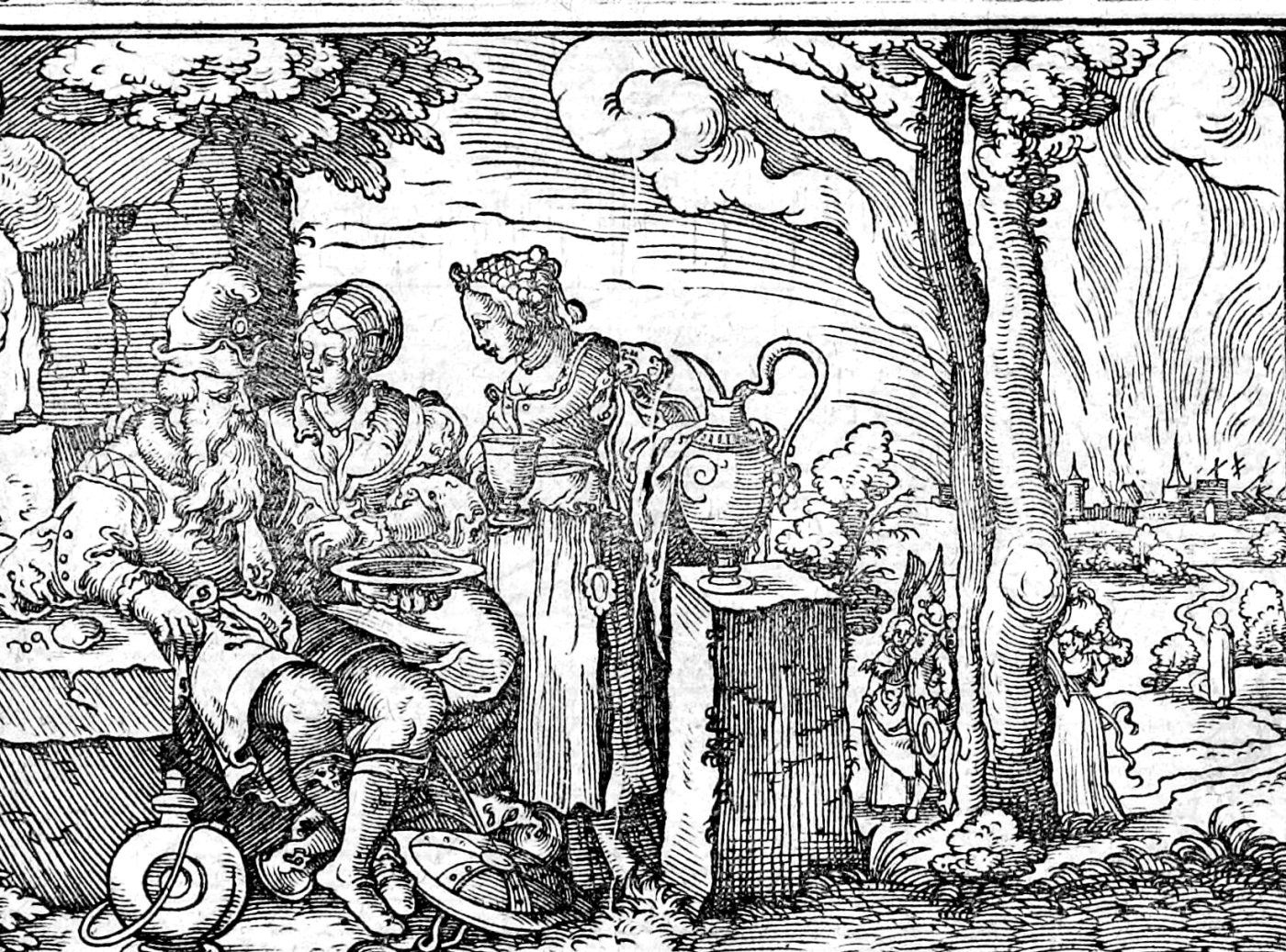 Noah Plants a Vineyard, woodcut by Virgil Solis, 1565