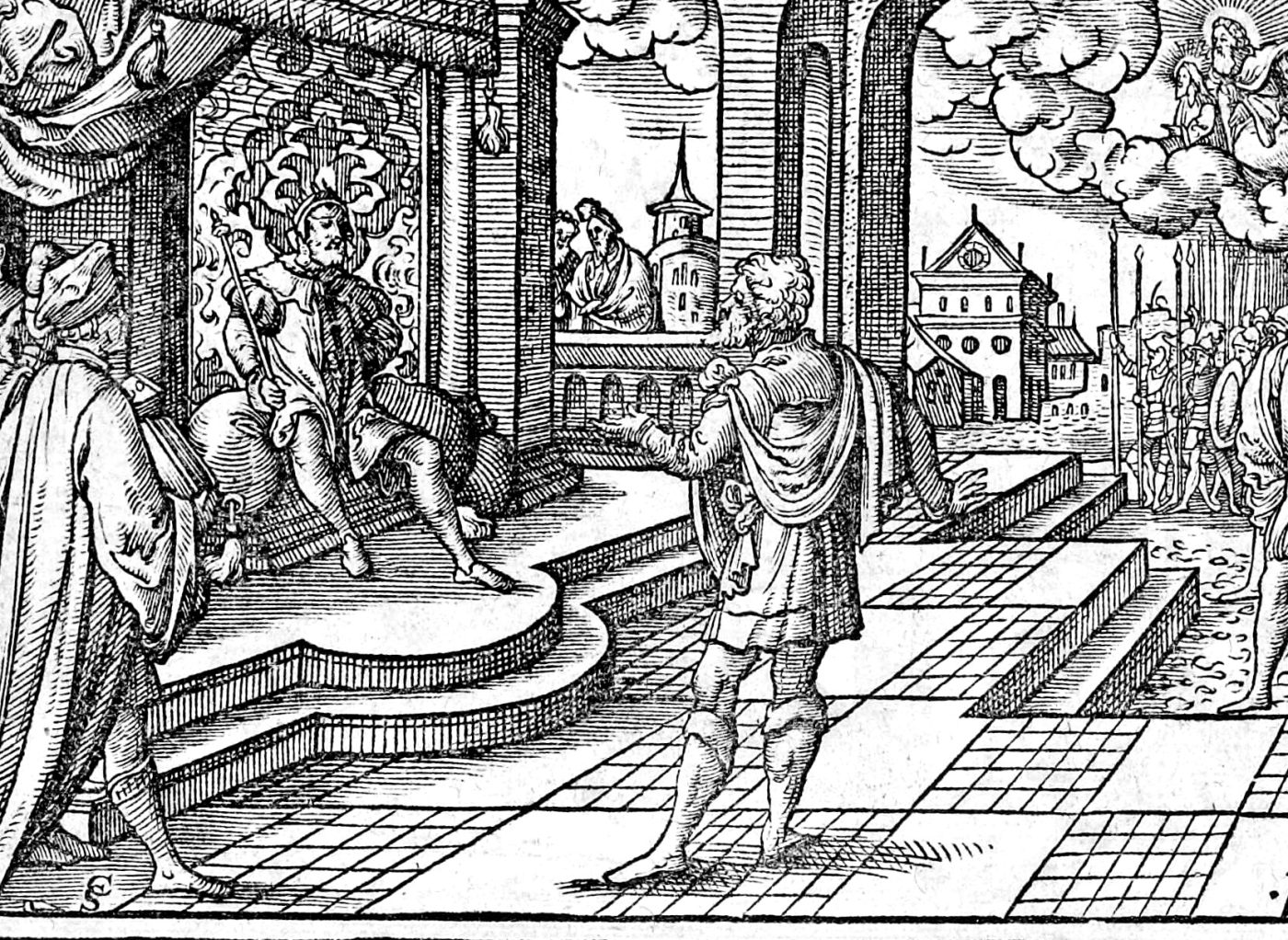 Habakkuk and the Chaldeans, woodcut by Virgil Solis, 1565
