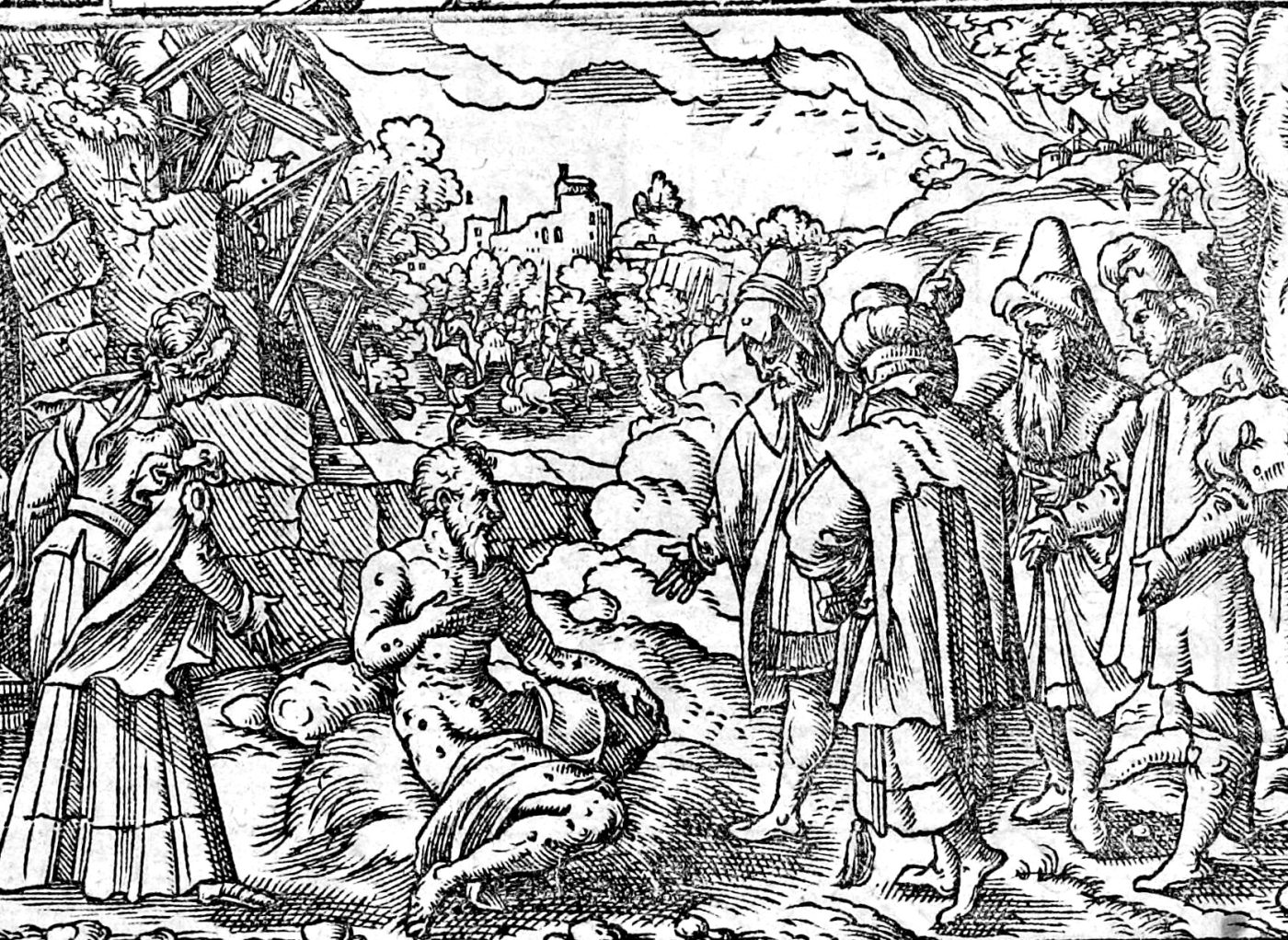 Job Loses All He Has, woodcut by Virgil Solis, 1565