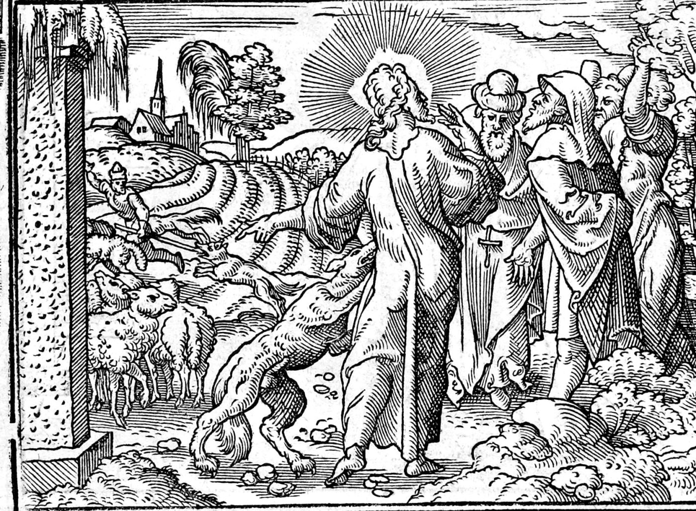 The Good Shepherd, woodcut by Virgil Solis, 1565