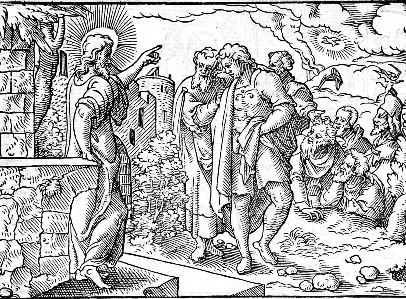 The Promise of the Comforter, woodcut by Virgil Solis, 1565