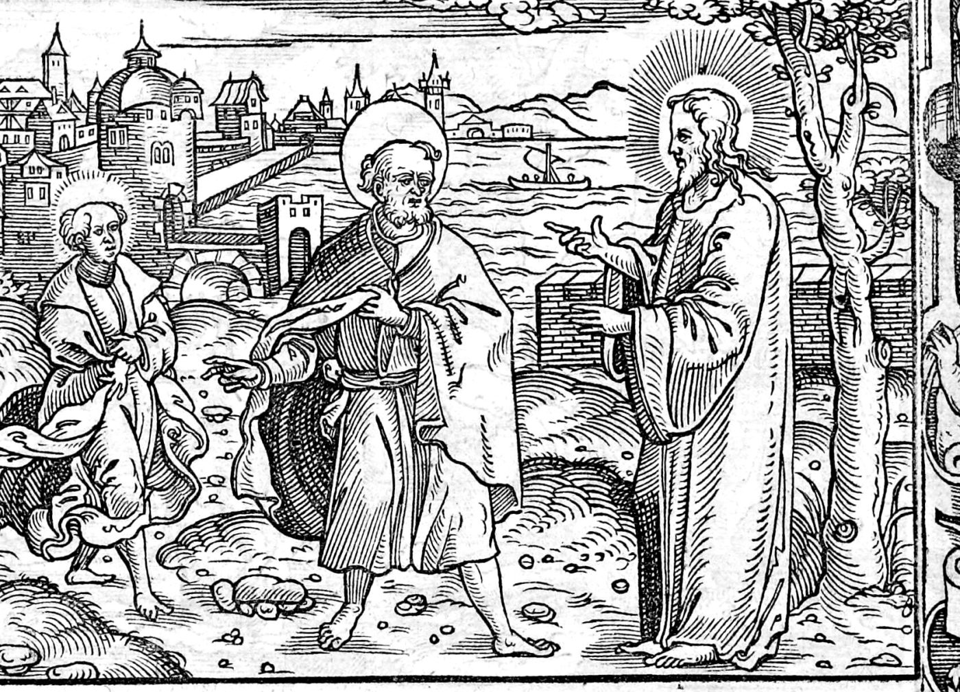 Christ at the Sea of Tiberias, woodcut by Virgil Solis, 1565