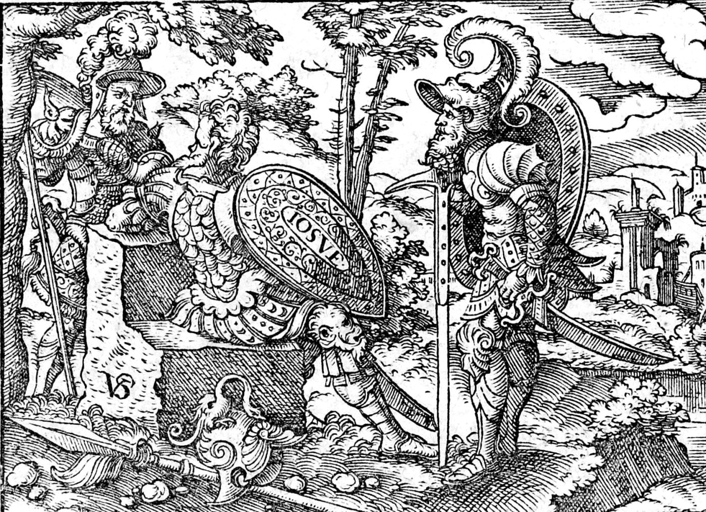 Joshua Takes Command, woodcut by Virgil Solis, 1565