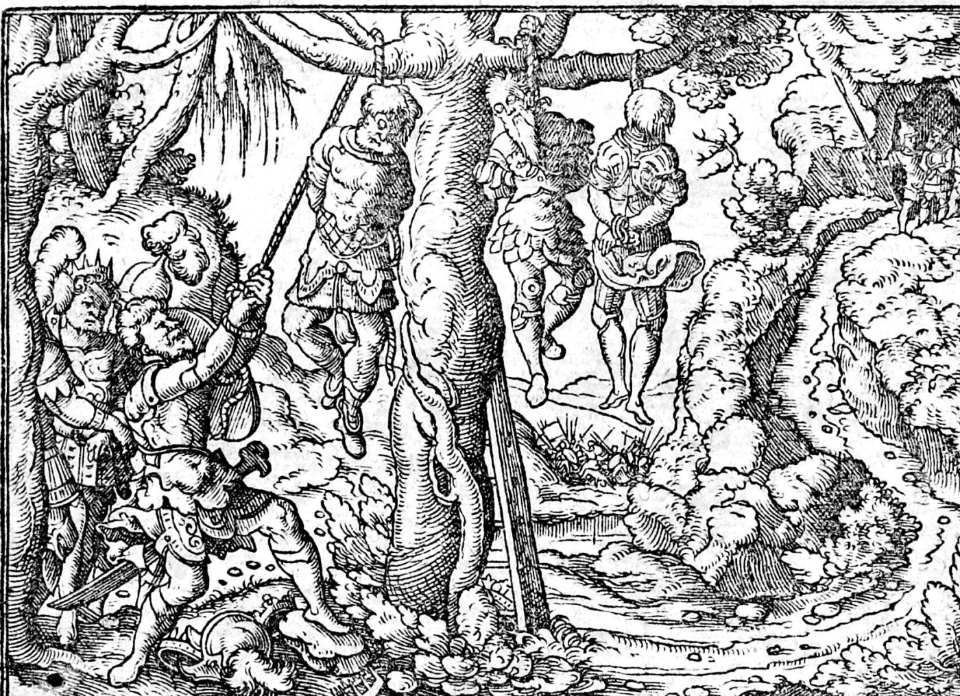 The Five Kings Hanged, woodcut by Virgil Solis, 1565