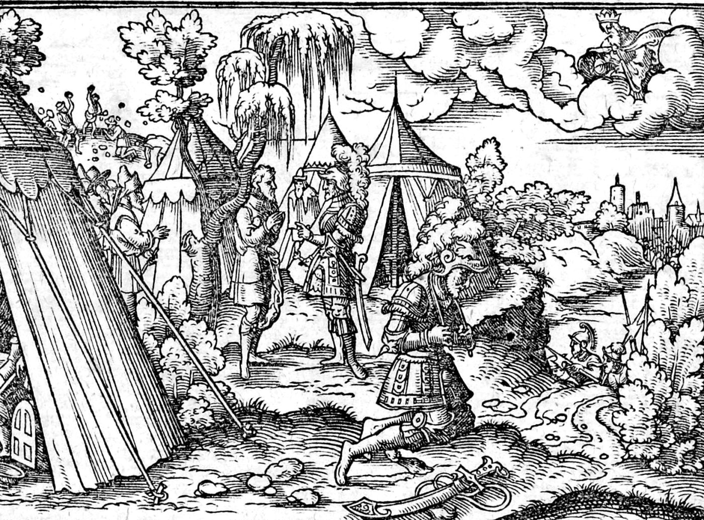 The Stoning of Achan, woodcut by Virgil Solis, 1565