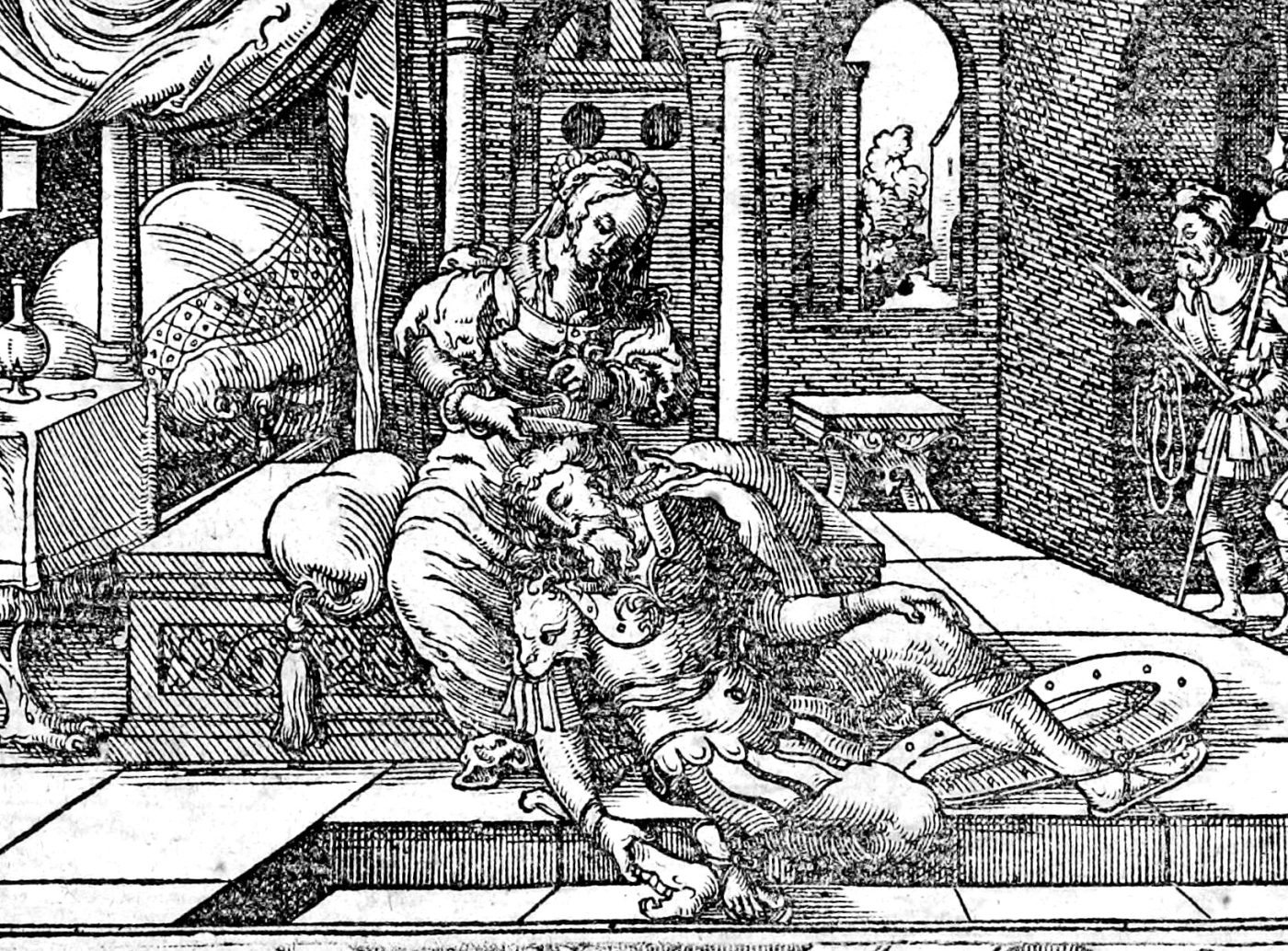 Samson Betrayed and Blinded, woodcut by Virgil Solis, 1565