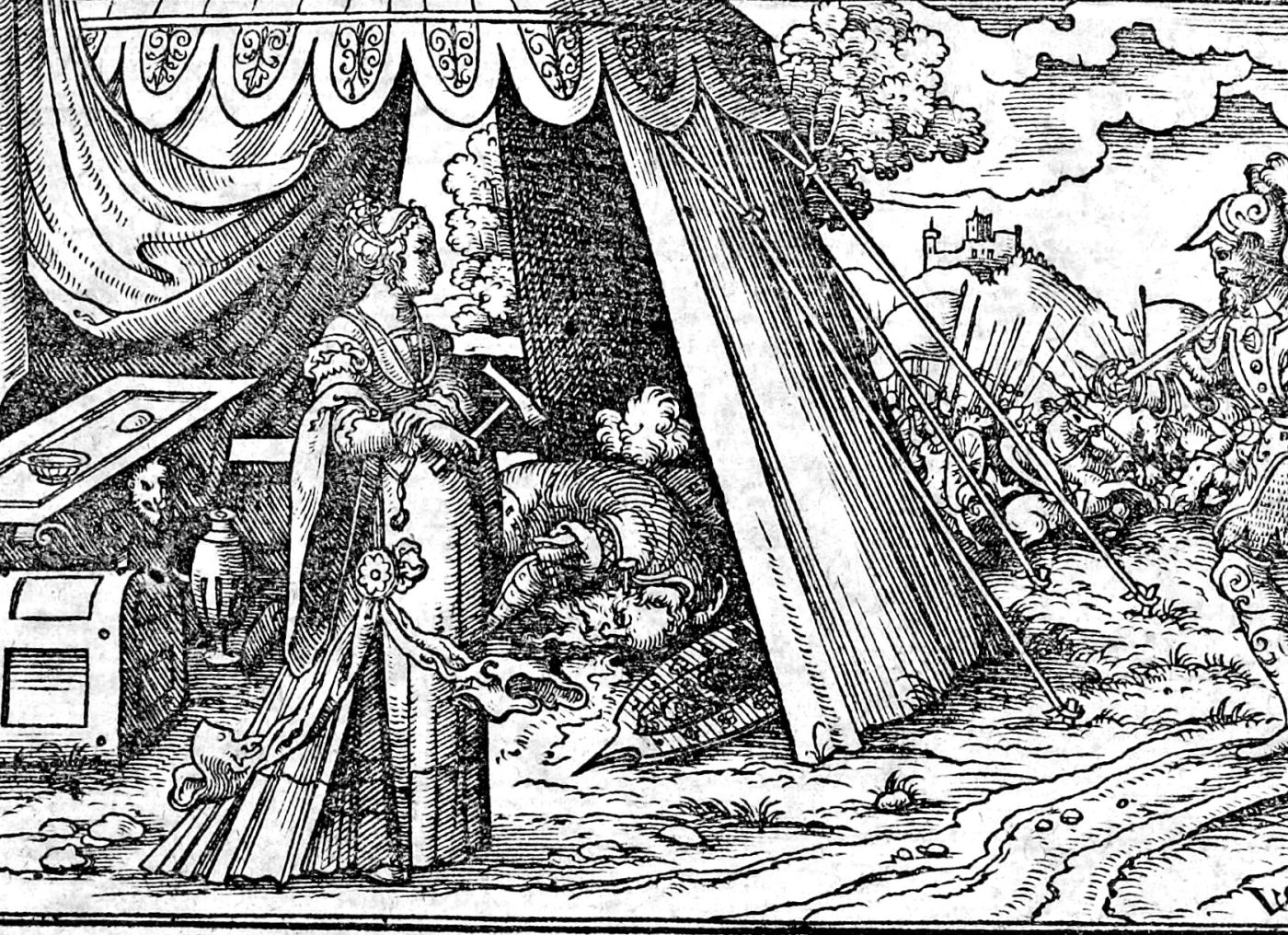 Deborah, Barak and the Death of Sisera, woodcut by Virgil Solis, 1565
