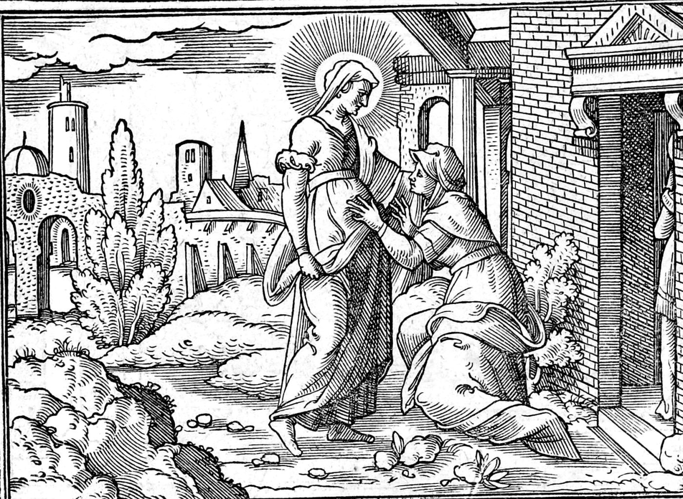 The Visitation, woodcut by Virgil Solis, 1565