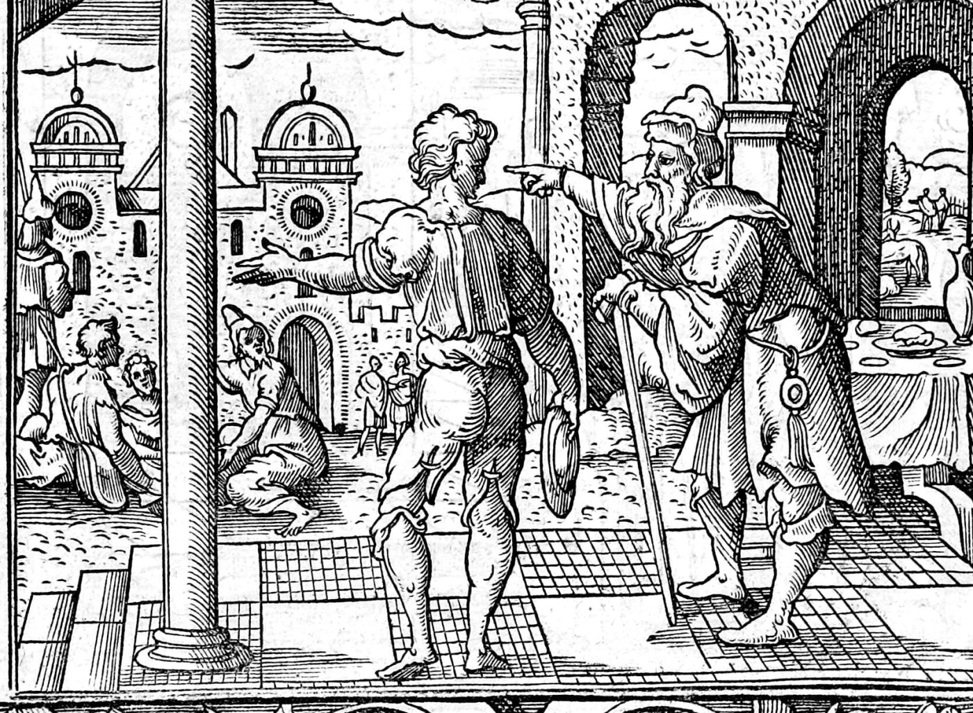 The Great Supper and the Cost of Following, woodcut by Virgil Solis, 1565
