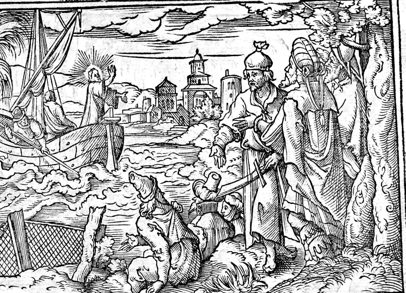 The Draught of Fishes, woodcut by Virgil Solis, 1565