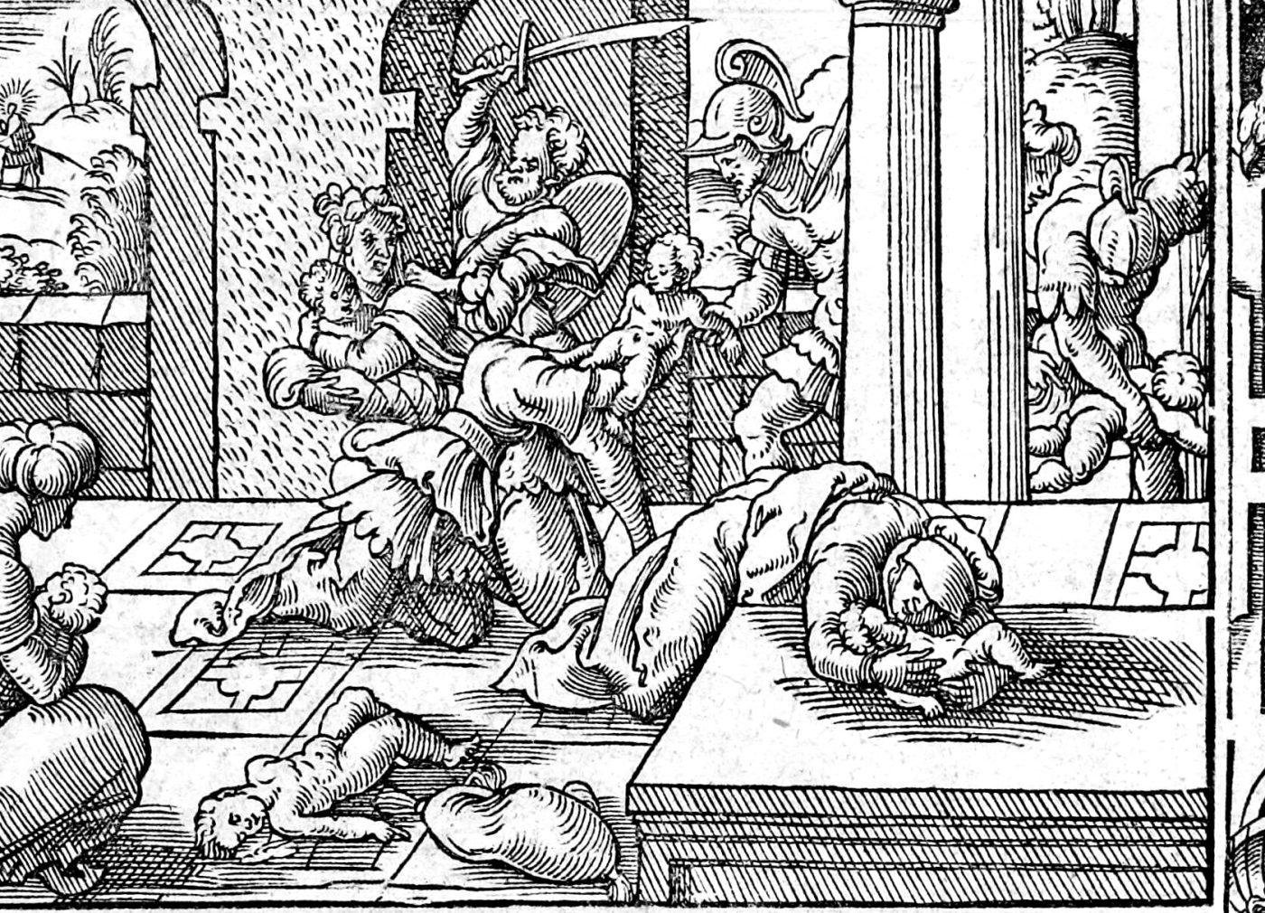 The Massacre of the Innocents, woodcut by Virgil Solis, 1565