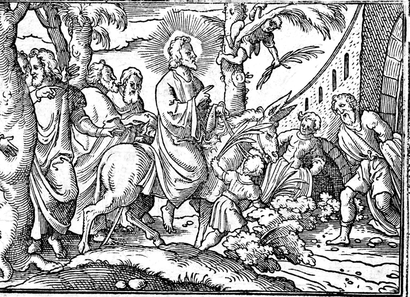 The Entry into Jerusalem, woodcut by Virgil Solis, 1565