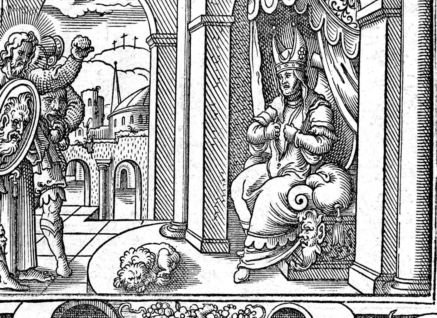 Christ Before the Council, woodcut by Virgil Solis, 1565