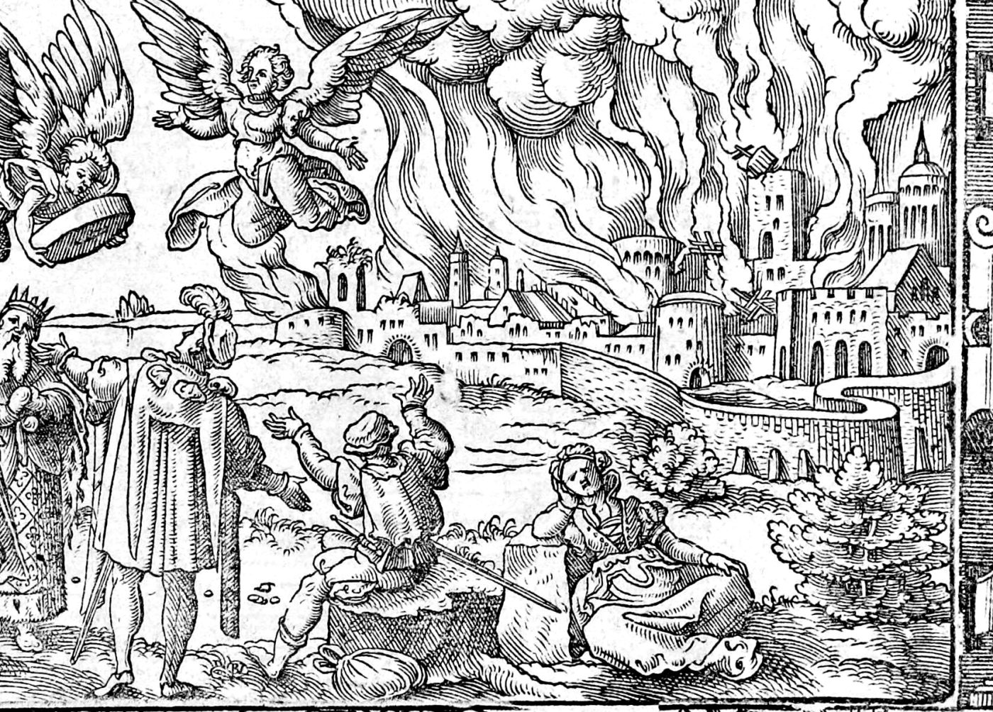 The Fall of Babylon, woodcut by Virgil Solis, 1565