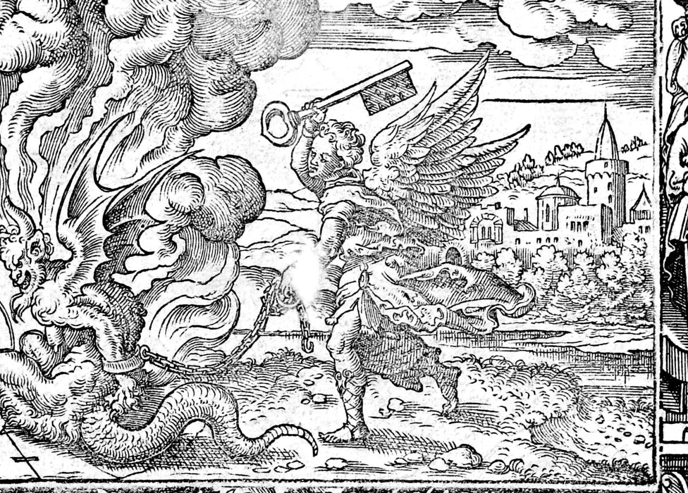 Satan Bound a Thousand Years, woodcut by Virgil Solis, 1565