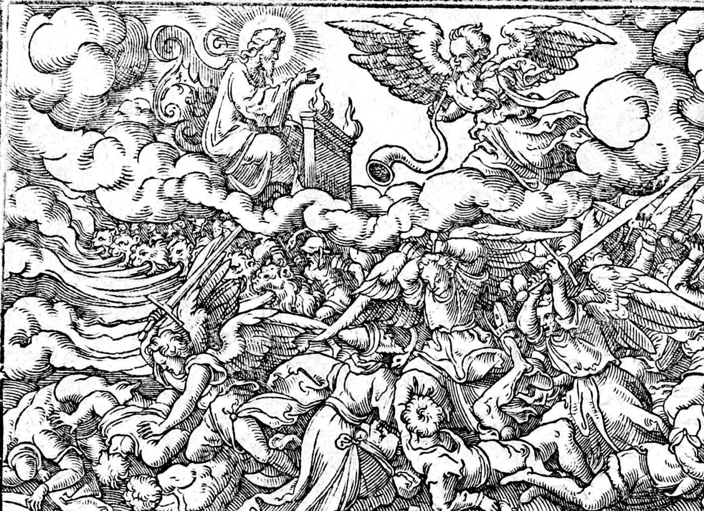 The Sixth Trumpet: the Horsemen, woodcut by Virgil Solis, 1565