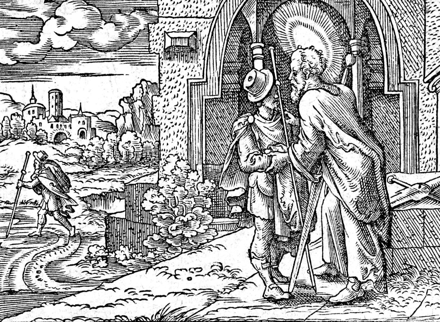 Saint Paul Sends His Letter, woodcut by Virgil Solis, 1565