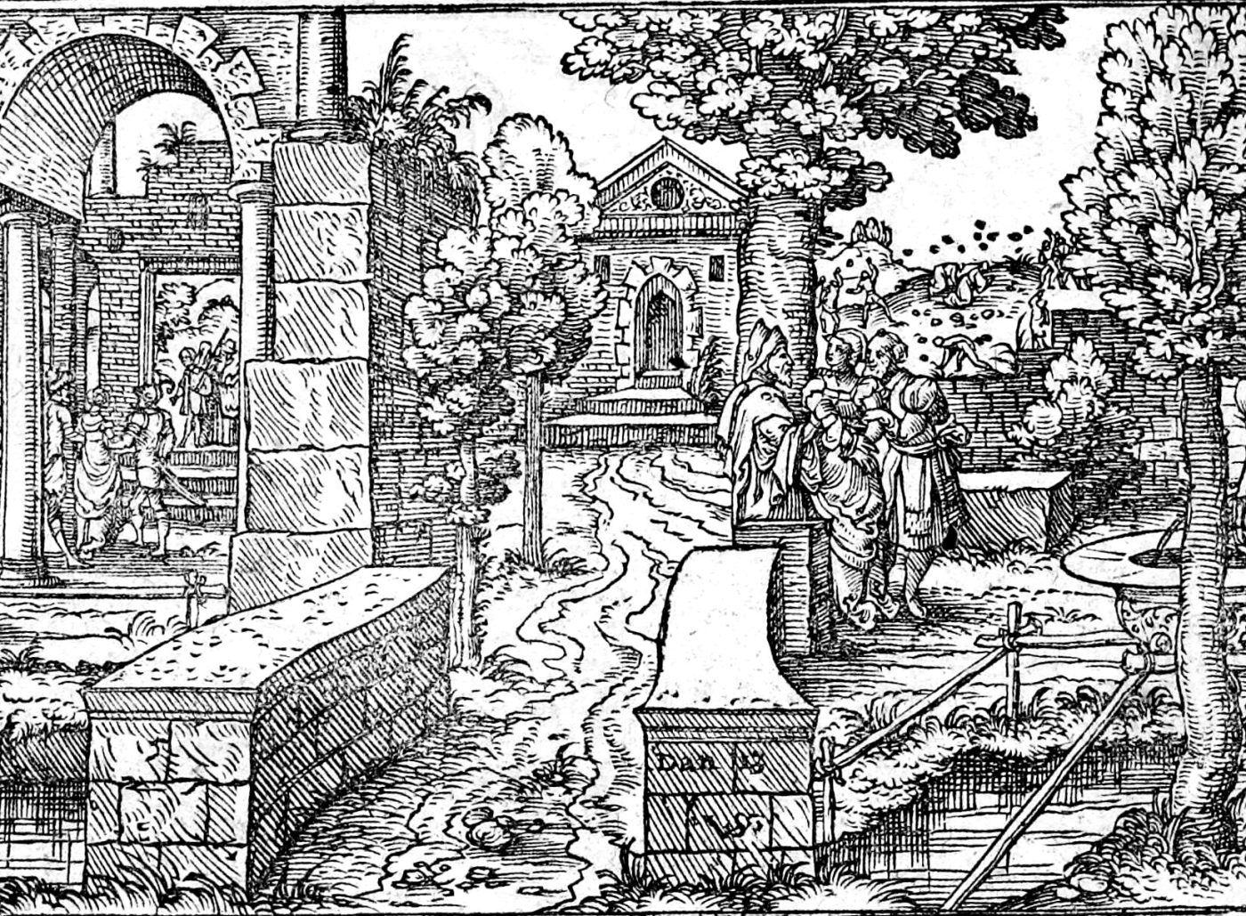 Susanna and the Elders, woodcut by Virgil Solis, 1565
